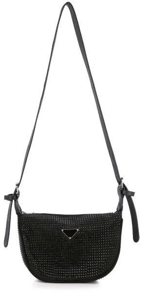 Brilliant Rhinestone Crossbody Bag: Black