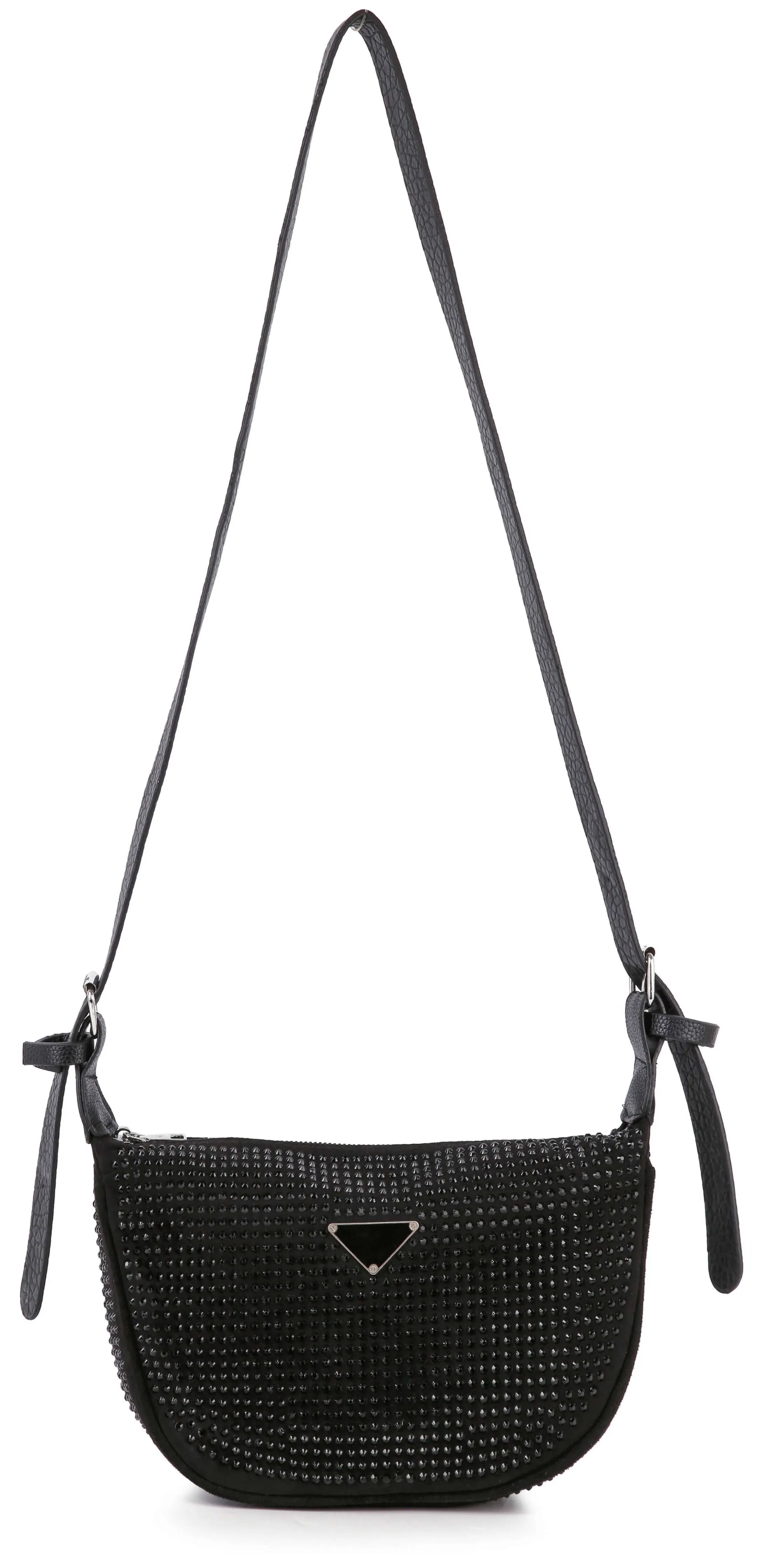 Brilliant Rhinestone Crossbody Bag: Black