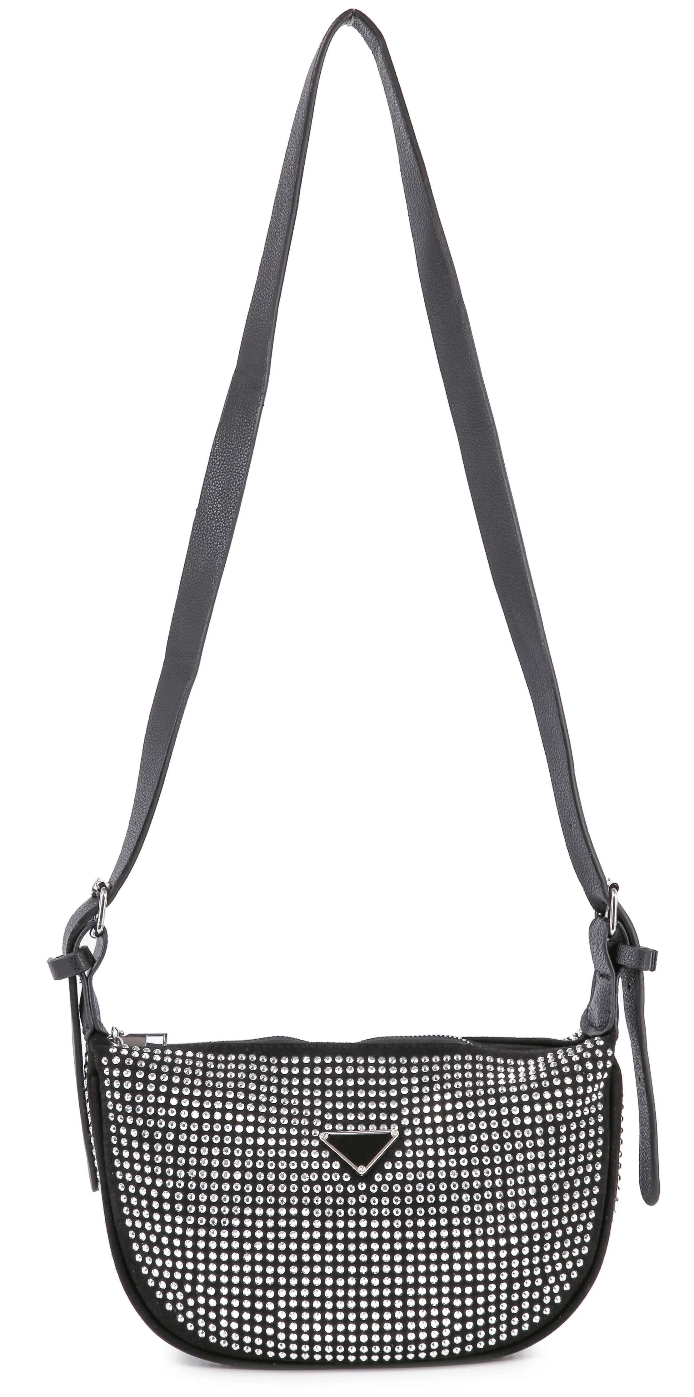 Brilliant Rhinestone Crossbody Bag: Black