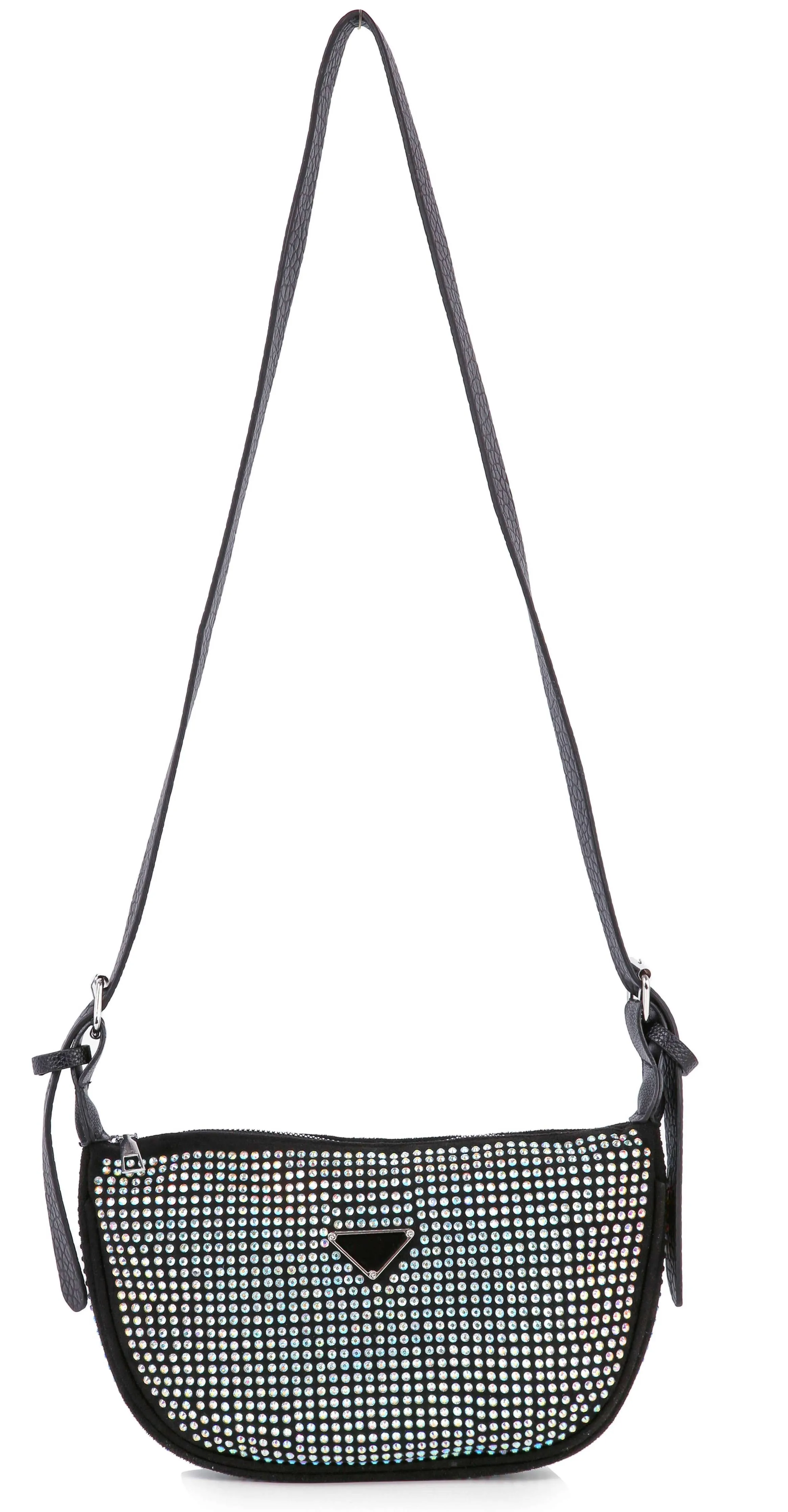 Brilliant Rhinestone Crossbody Bag: Black