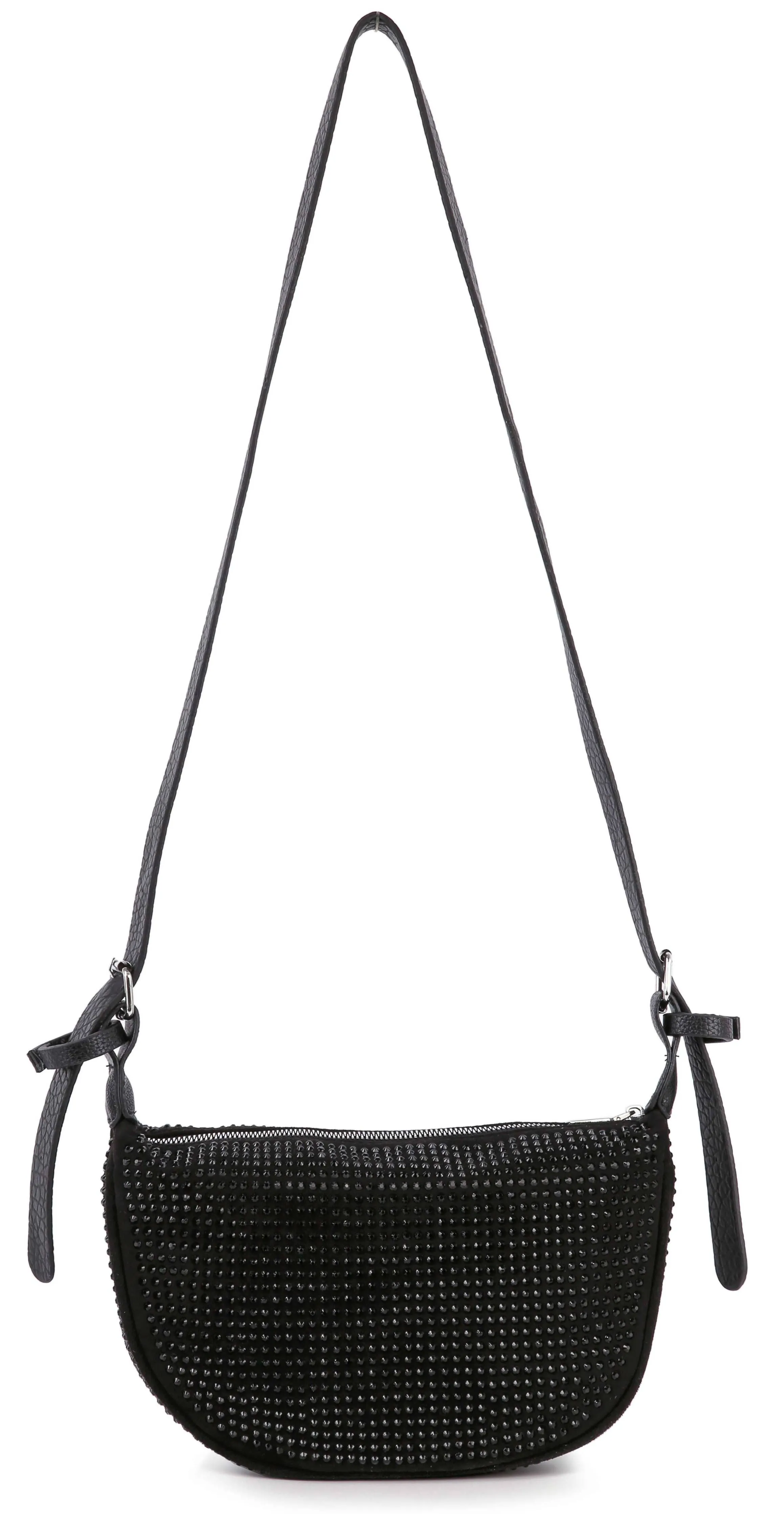 Brilliant Rhinestone Crossbody Bag: Black