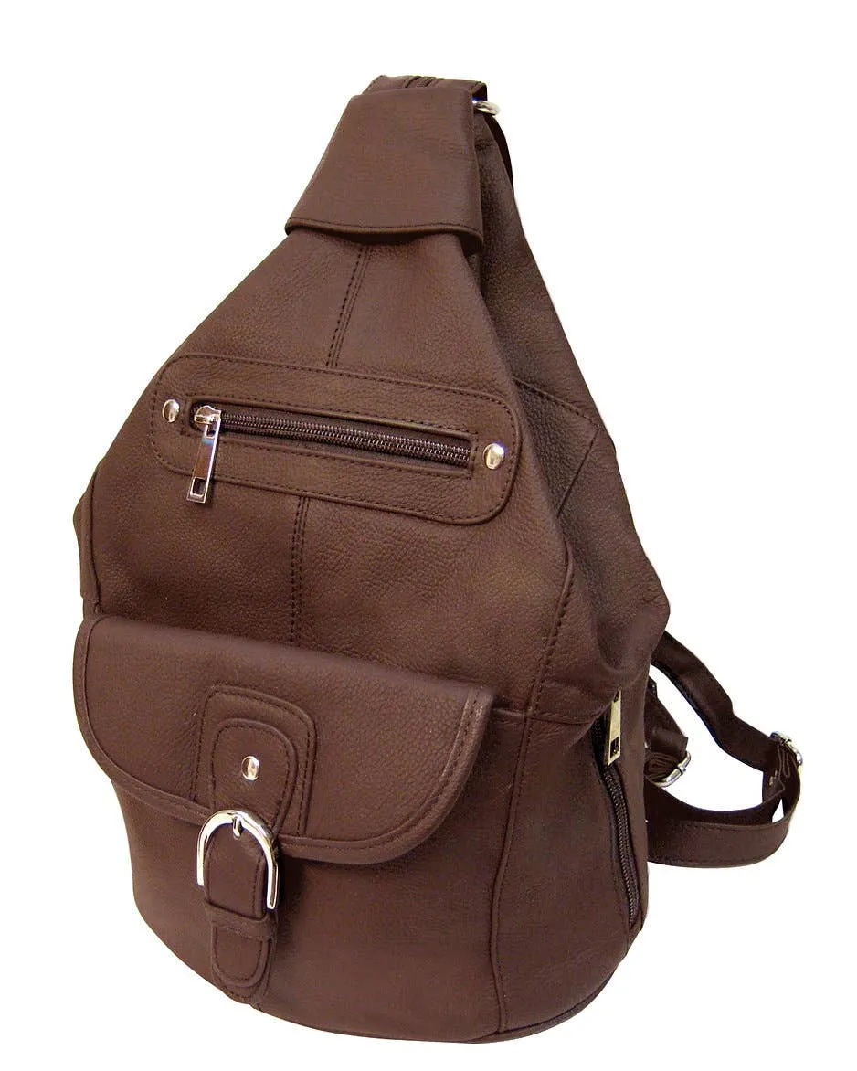 Brown cowhide leather backpack