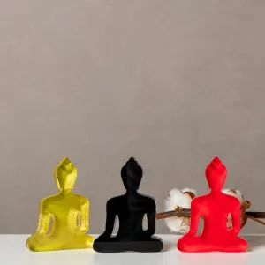Buddha statue set of 3 - Gold, Black and Red