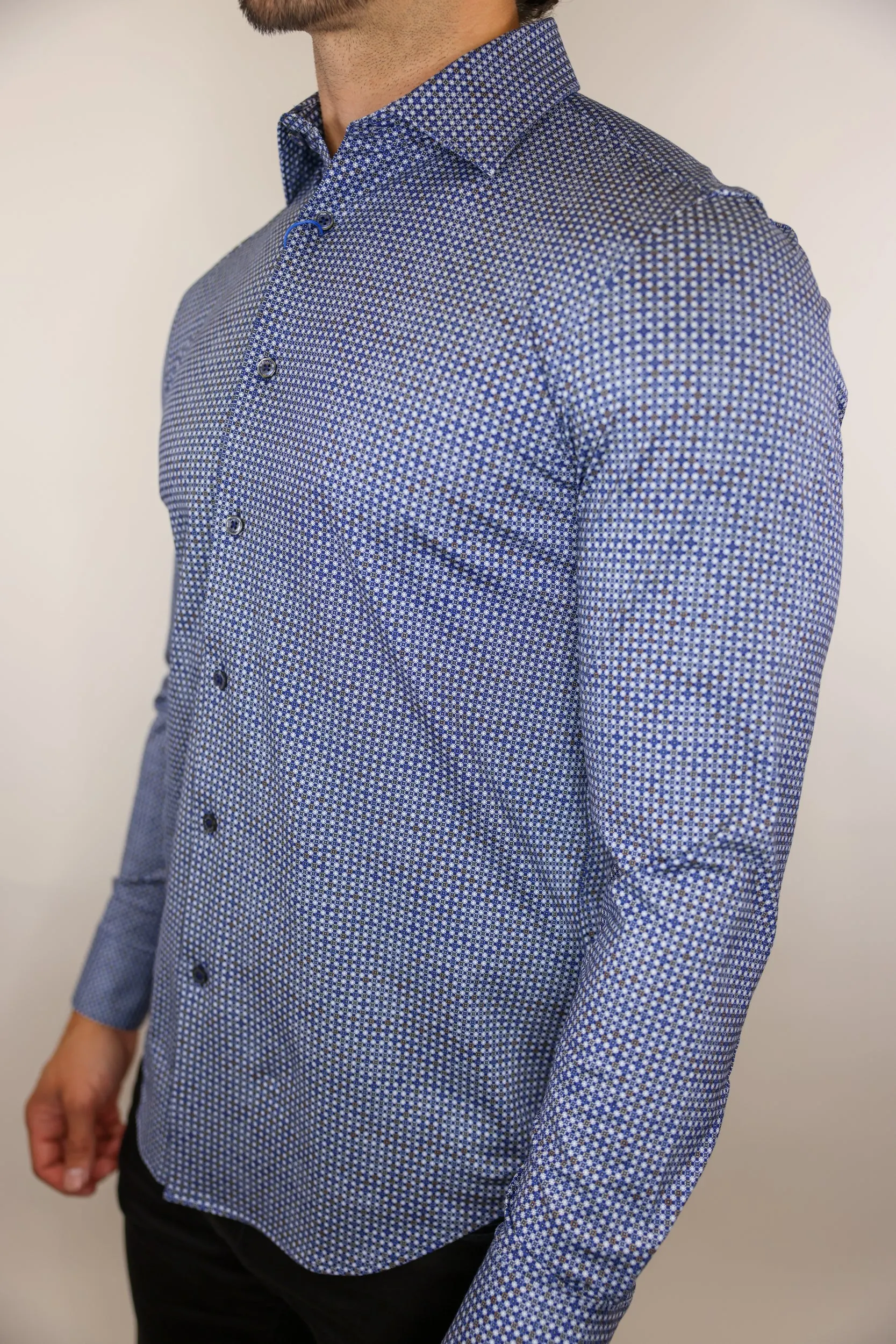 Bugatchi OoohCotton Stretch Geometric-Patterned Shirt