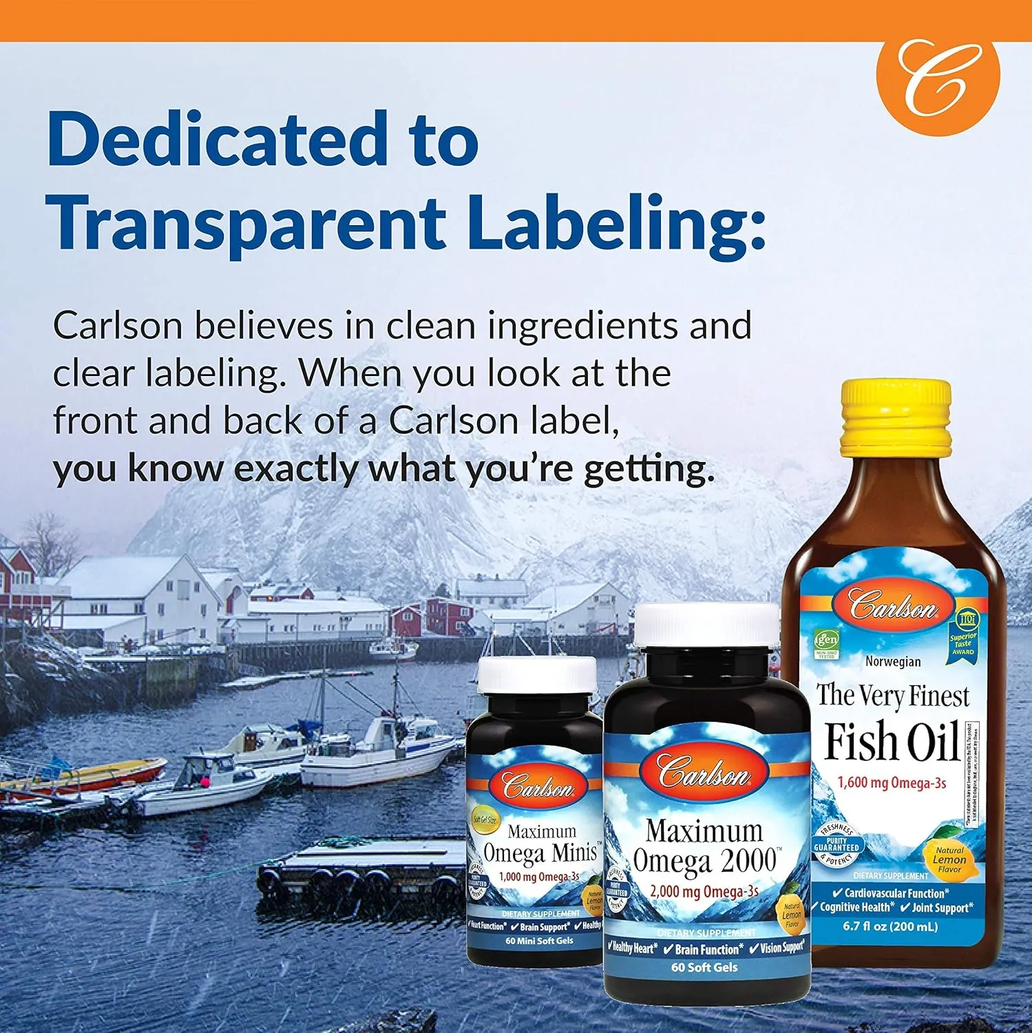 Carlson - Kid's The Very Finest Fish Oil, 800 mg Omega-3s, Norwegian, Sustainably Sourced, Orange, 200 mL