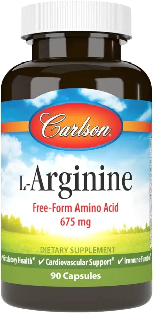 Carlson - L-Arginine, 675 mg, Promotes Healthy Circulatory & Cardiovascular System, 90 capsules