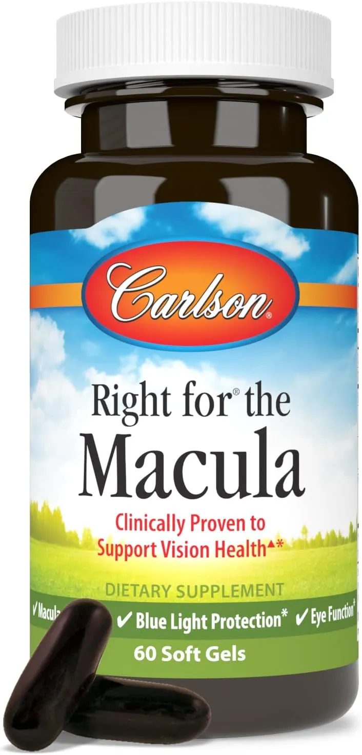 Carlson - Right for The Macula, Clinically Proven to Support Vision Health, Macular Health, Blue Light Protection & Eye Function, 60 Softgels