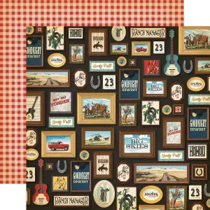 Carta Bella - Cowboys - 12x12 Single Sheet / Ranch Frames