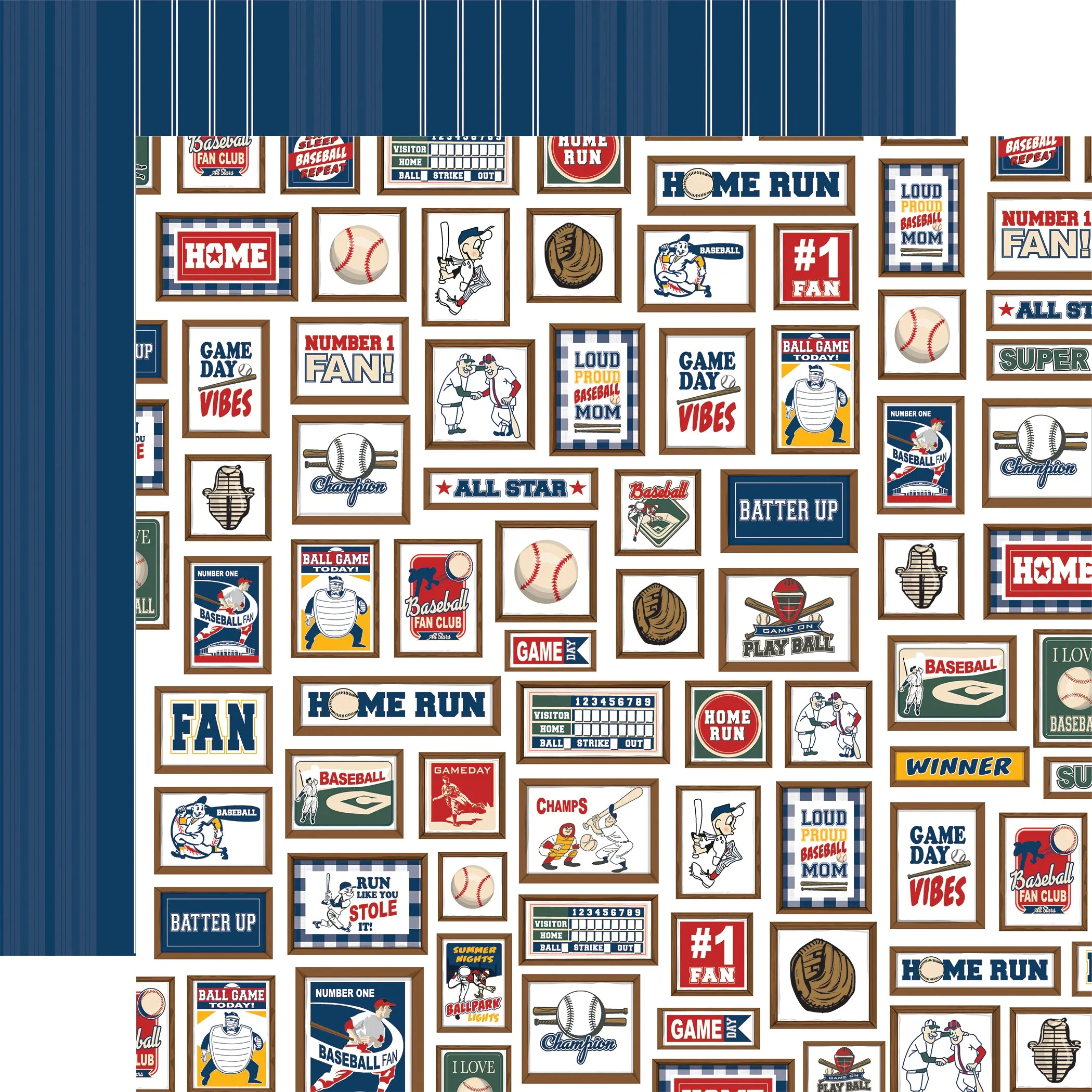 Carta Bella - Home Run - 12x12 Single Sheet / Number One Fan