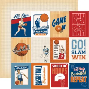 Carta Bella - Slam Dunk - 12x12 Single Sheet / 3x4 Journaling Cards