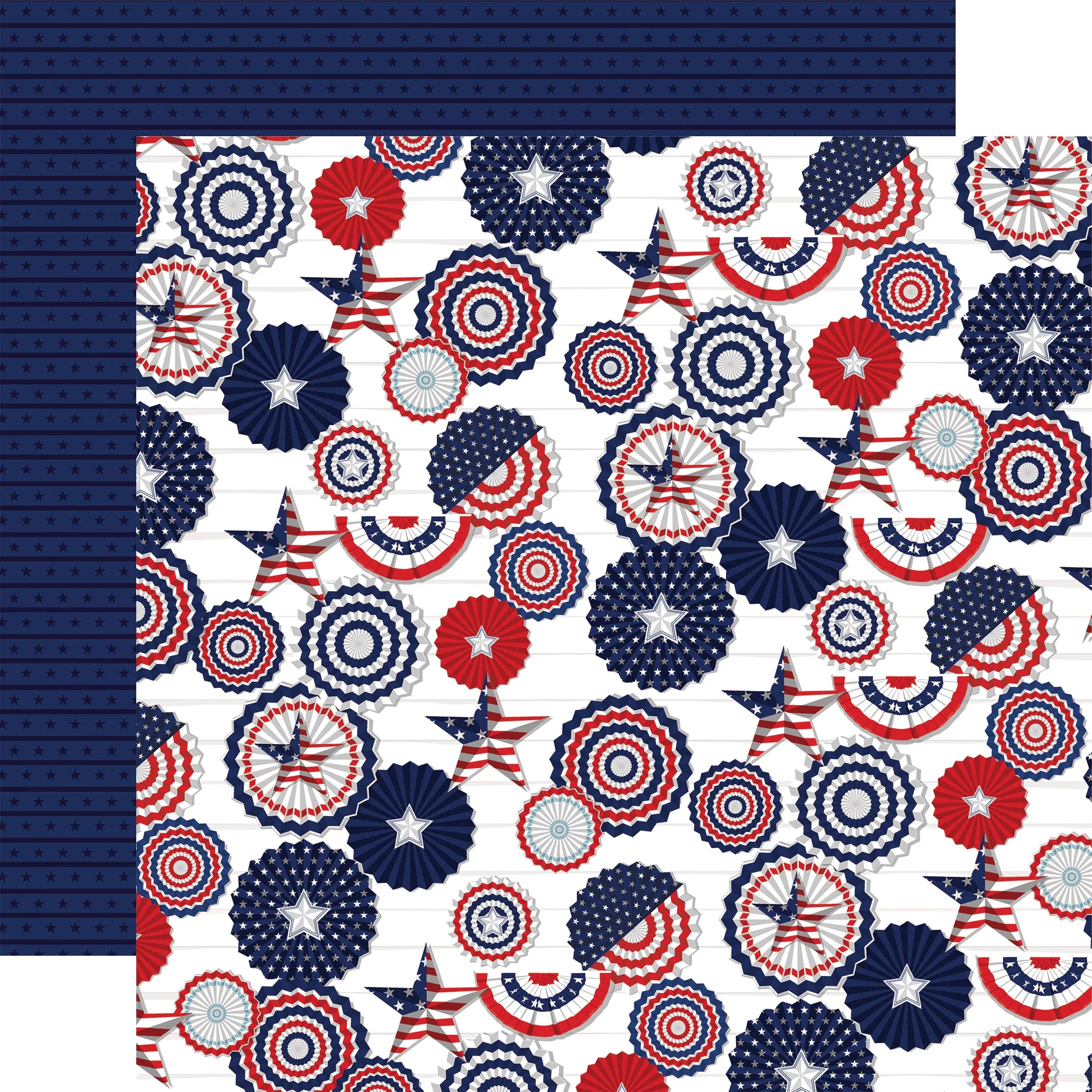 Carta Bella - The Fourth of July - 12x12 Single Sheet / All American Fans