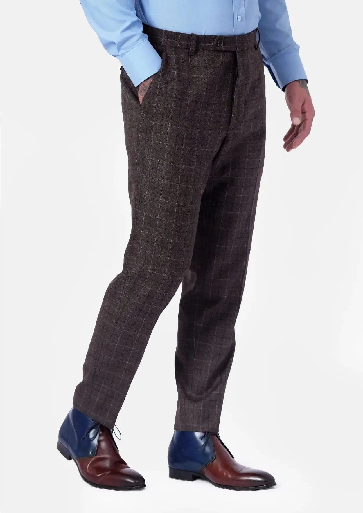 Cedar Brown Flannel Windowpane Pants