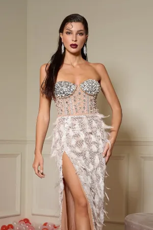 Cerelia Exquisite Tulle Feather Dress