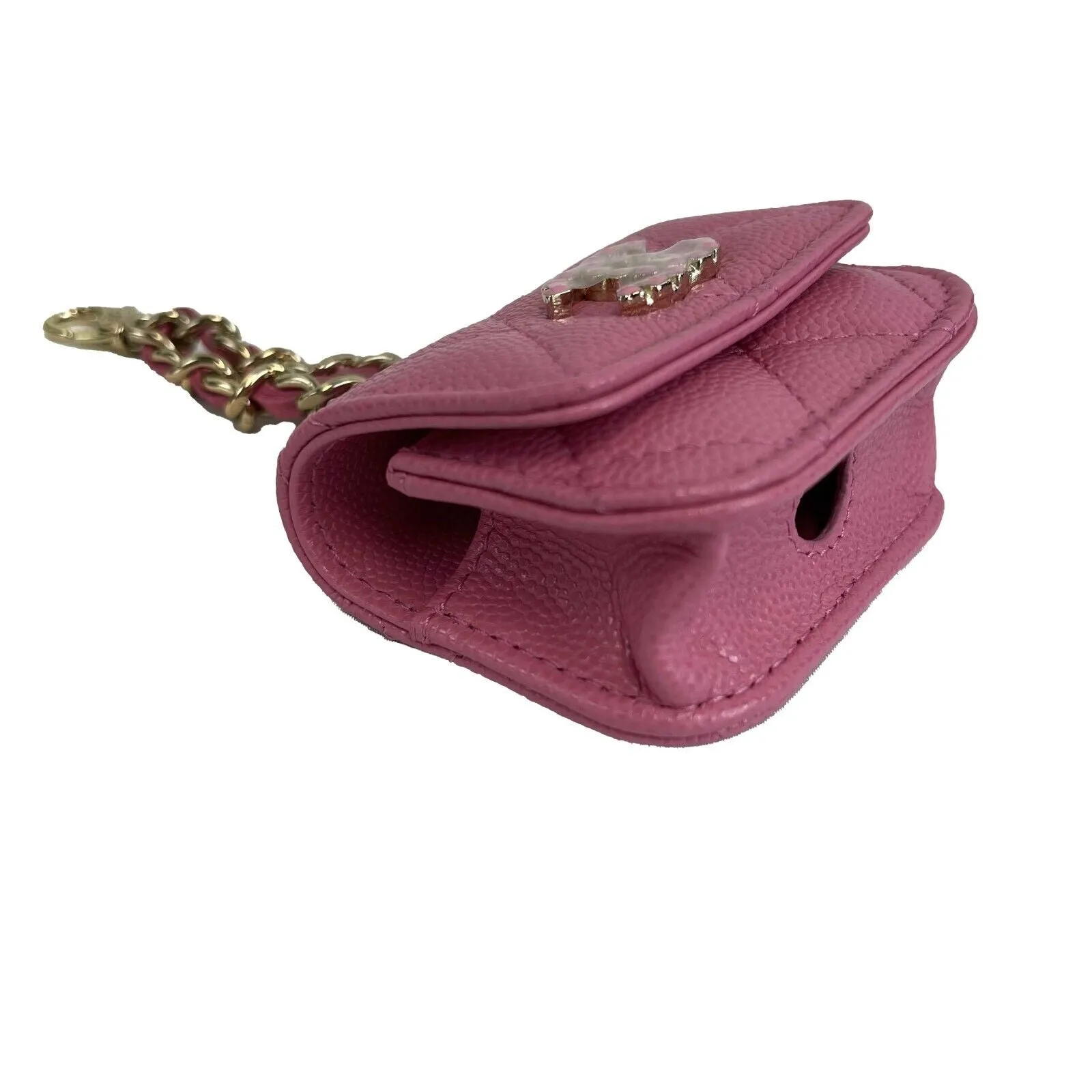 CHANEL - Pink Quilted Caviar Leather Crystal CC Airpods Pro Case
