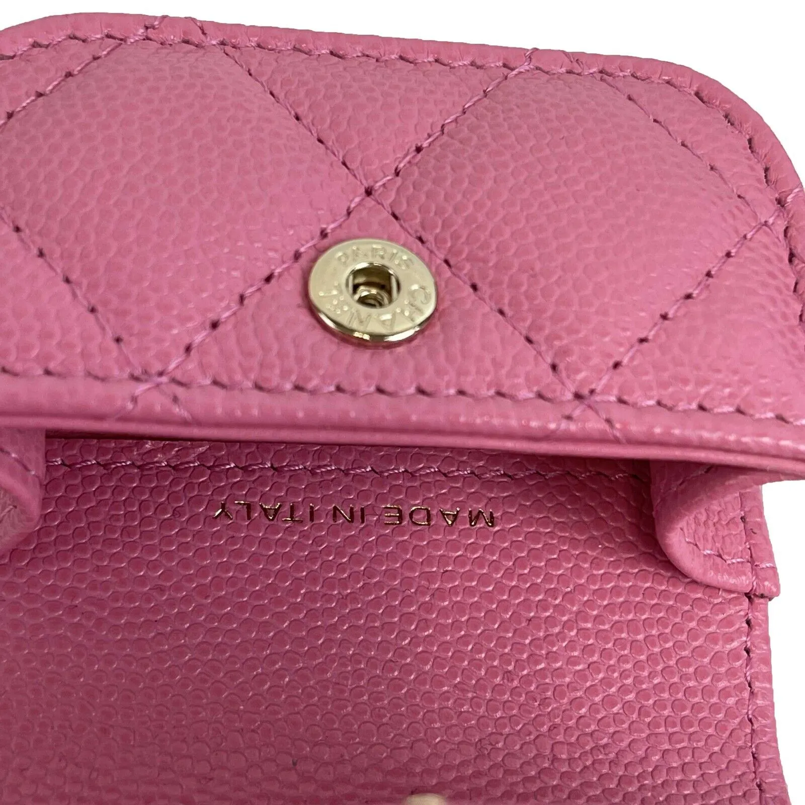 CHANEL - Pink Quilted Caviar Leather Crystal CC Airpods Pro Case