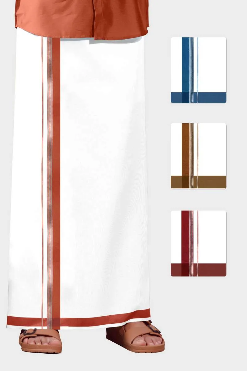 Charming Aabish - Blue Smooth Cotton Double Layered Dhoti With Fancy Borders | Uathayam