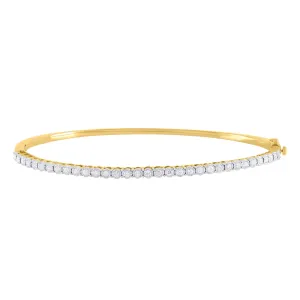 Classic Straight-line Diamond Illusion Gold Bangle Bracelet
