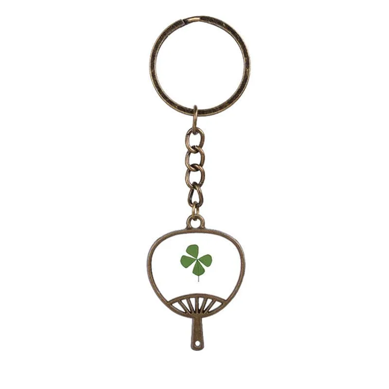 Clover & 18K Gold-Plated Fan Keychain