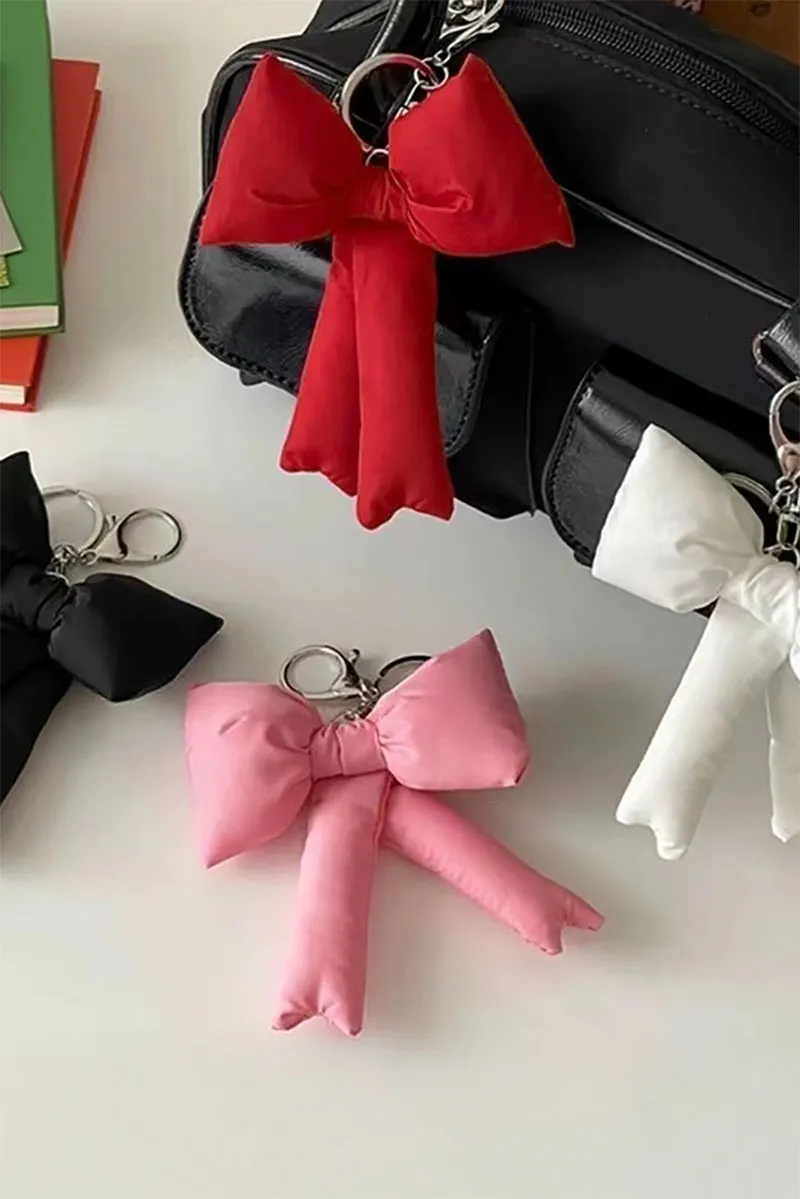 Coquette Crush Pink Puffy Bow Keychain