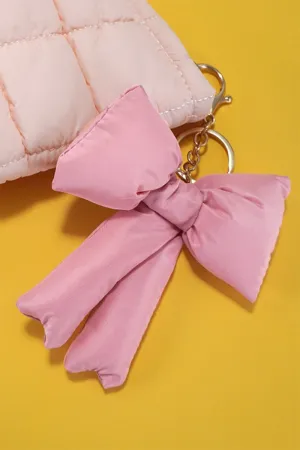 Coquette Crush Pink Puffy Bow Keychain