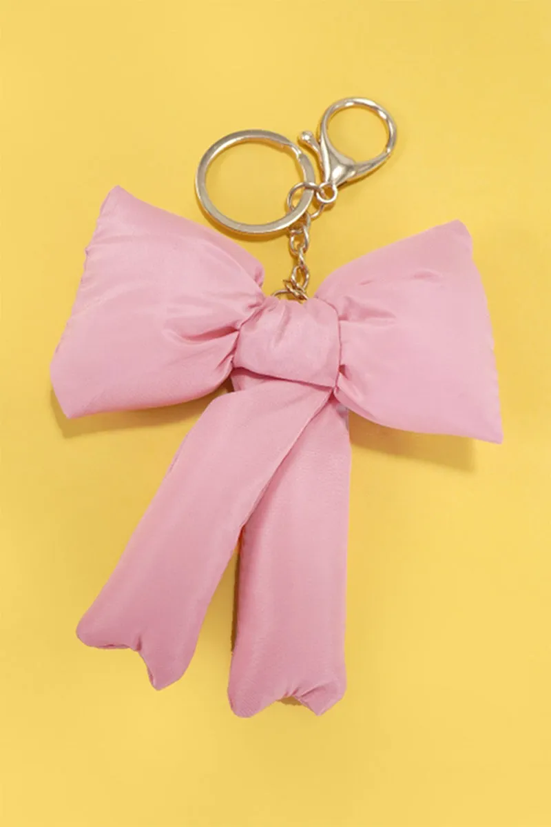 Coquette Crush Pink Puffy Bow Keychain