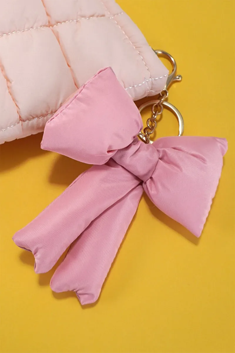 Coquette Crush Pink Puffy Bow Keychain