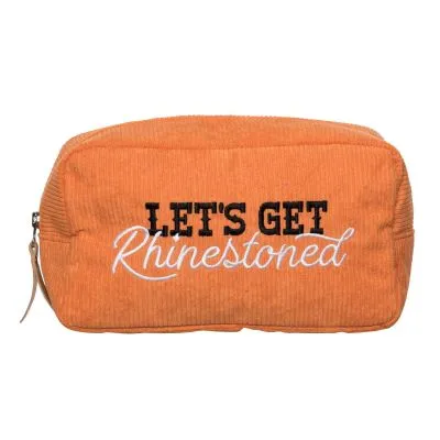 Corduroy Cosmetic Bag - Rhinestoned