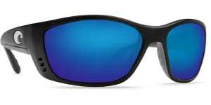 Costa Del Mar Fisch Matte Black Frame Polarised Sunglasses - Blue Mirror Lense 400G