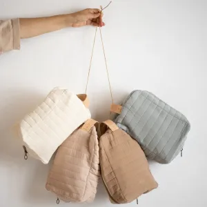 Cotton Quilted Toiletries Mama Pouch (Ivory)