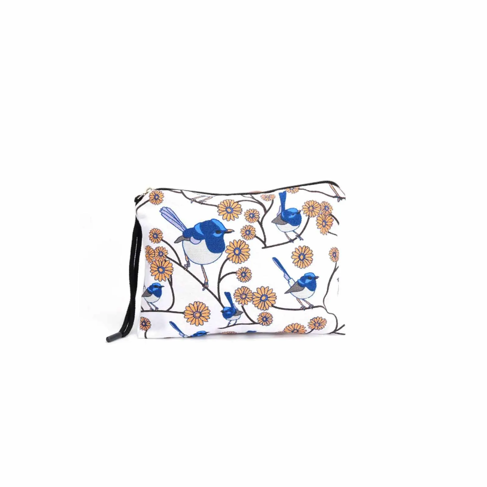 Cotton Utility Pouch Blue Wren Bliss 21 X 17cm