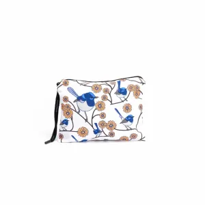 Cotton Utility Pouch Blue Wren Bliss 21 X 17cm