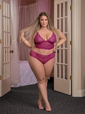 Cranberry Crush Bralette & Cheeky Panty Set -  Queen Size