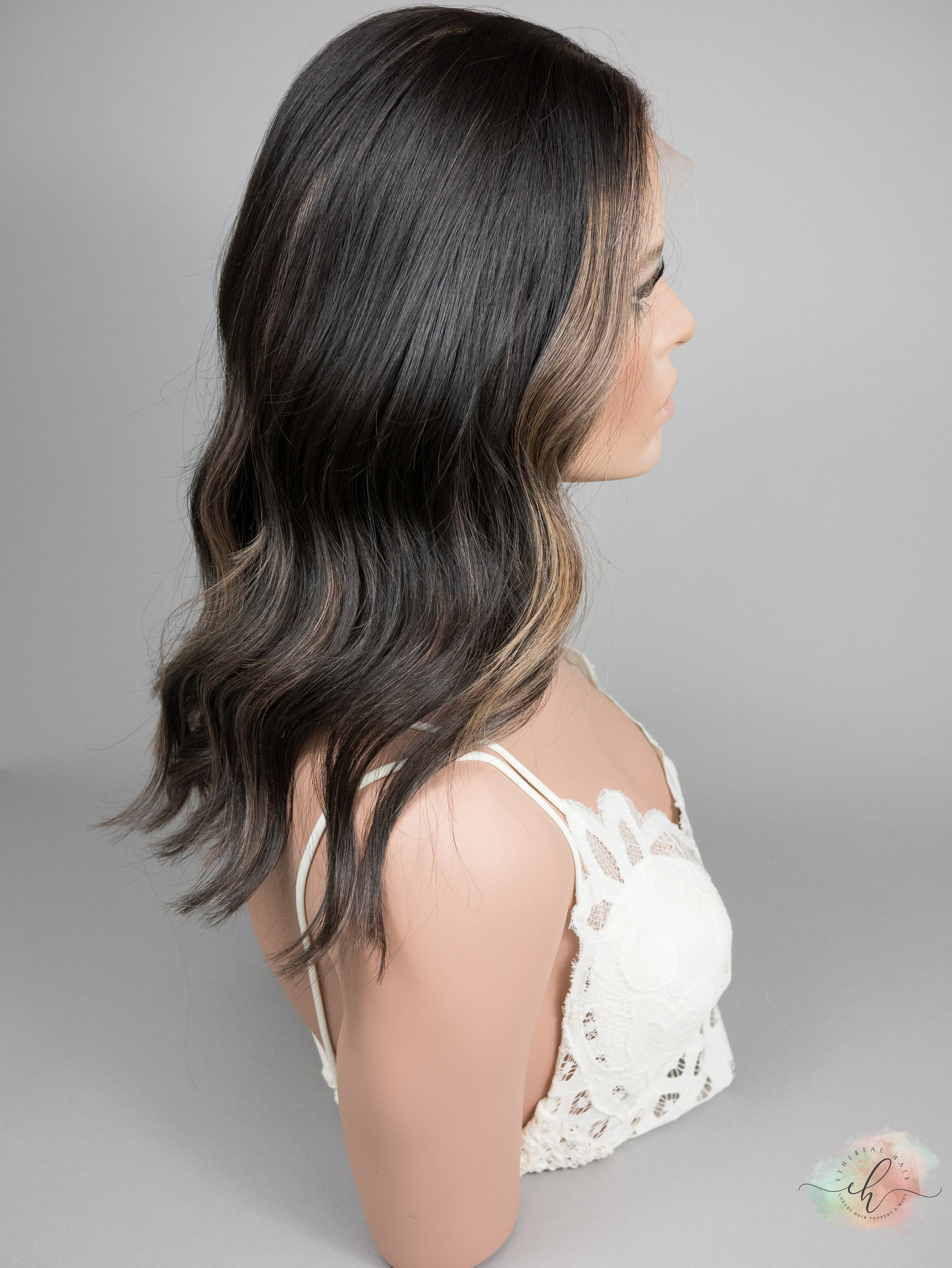“CREME RIBBONS" Exquisite Wig: Lace Top, Sz. M, 17-18"