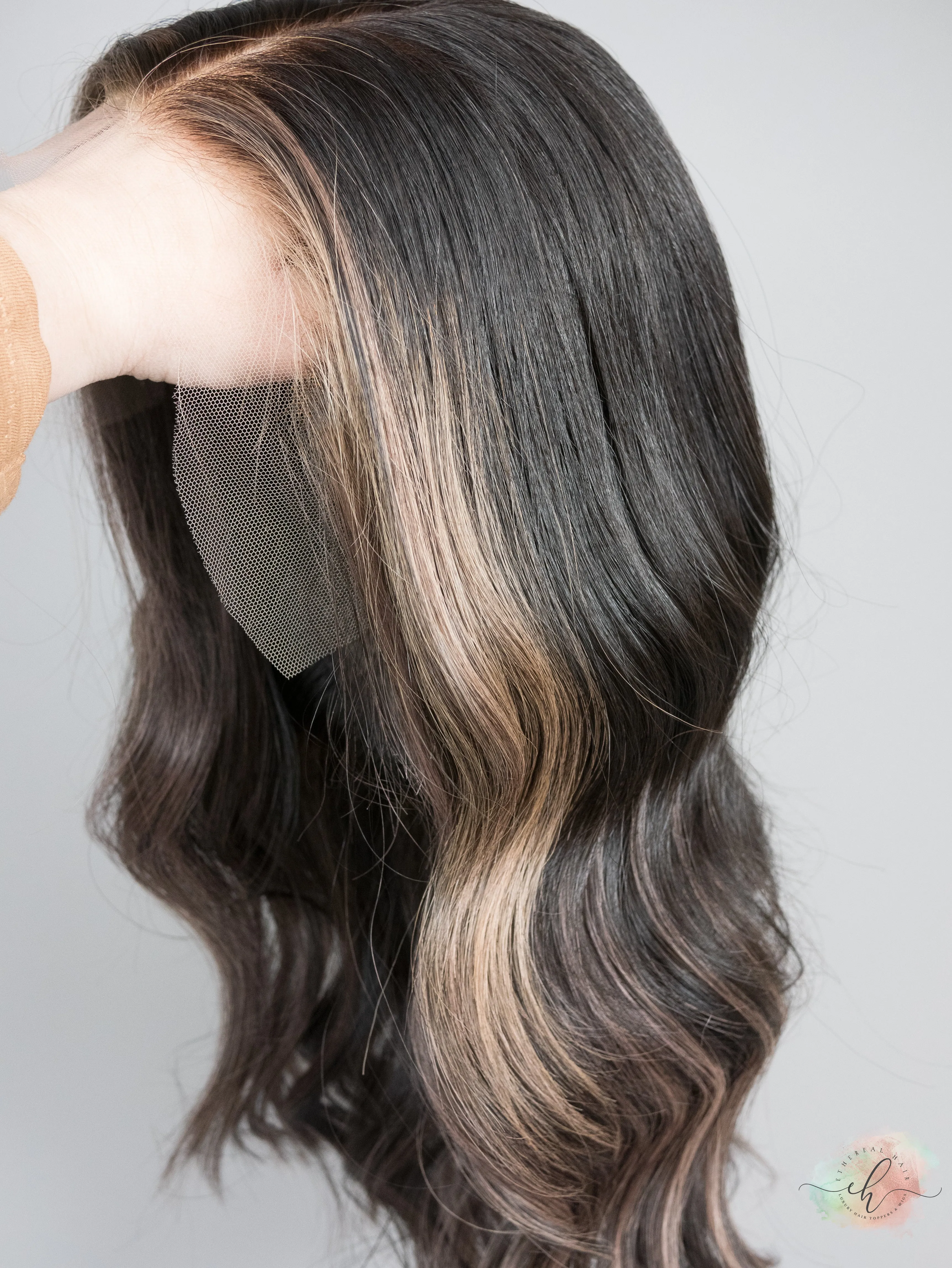 “CREME RIBBONS" Exquisite Wig: Lace Top, Sz. M, 17-18"
