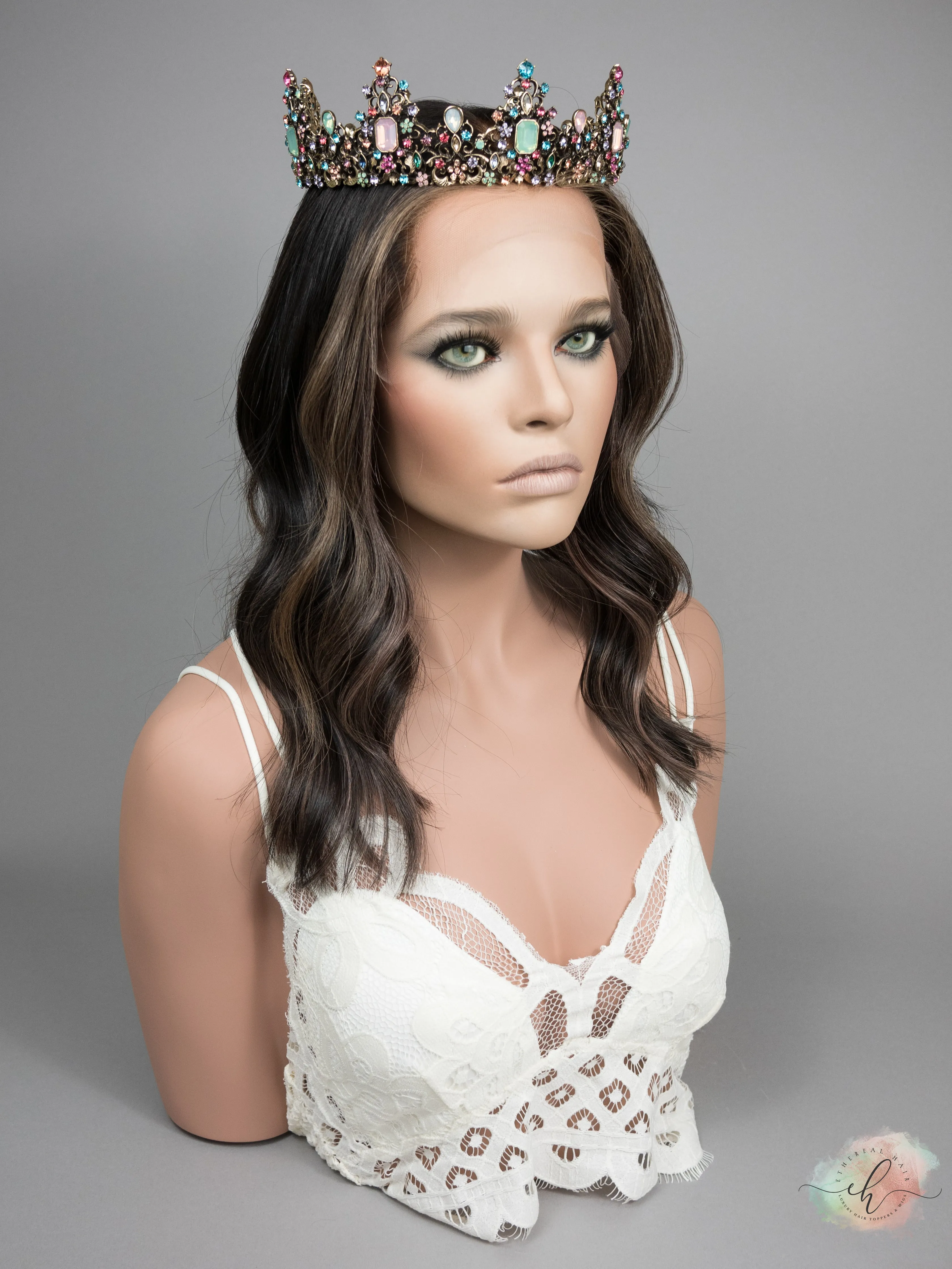 “CREME RIBBONS" Exquisite Wig: Lace Top, Sz. M, 17-18"