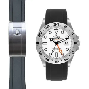 Curved End Rubber Strap for Rolex Explorer II 42mm Deployant (Produced between 2021-Present)