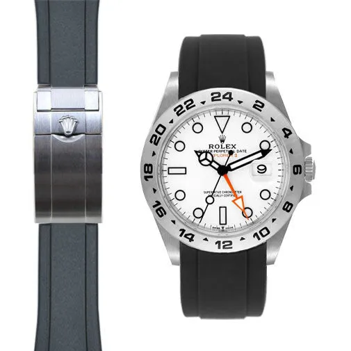 Curved End Rubber Strap for Rolex Explorer II 42mm Deployant (Produced between 2021-Present)