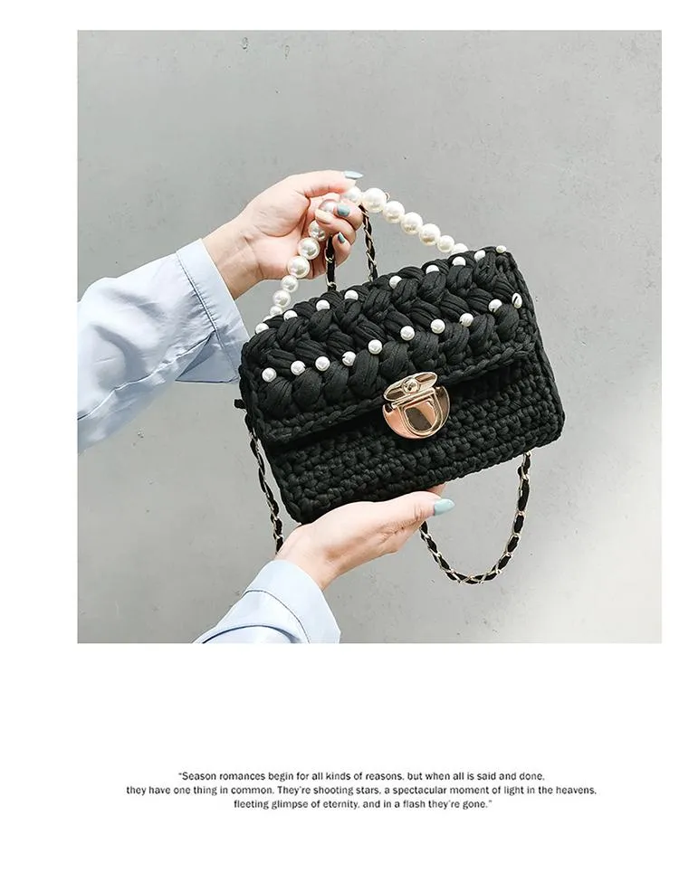 Cute Green&White&Yellow&Blue Crochet Small Handbag Crossbody Purse Crochet Shoulder Bag for Girl Cute Crochet Purses