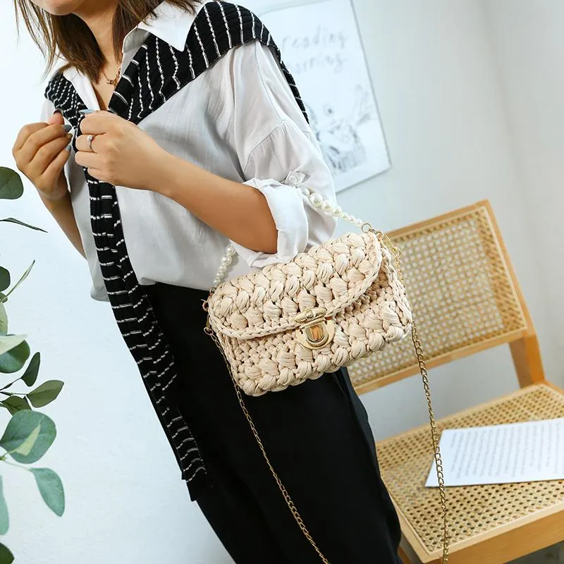 Cute Green&White&Yellow&Blue Crochet Small Handbag Crossbody Purse Crochet Shoulder Bag for Girl Cute Crochet Purses