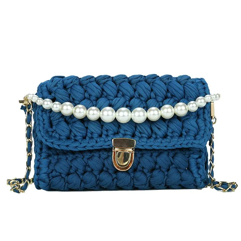 Cute Green&White&Yellow&Blue Crochet Small Handbag Crossbody Purse Crochet Shoulder Bag for Girl Cute Crochet Purses