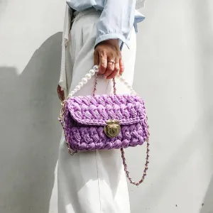 Cute Purple Crochet Small Handbag Crossbody Purse Crochet Shoulder Bag for Girl Cute Crochet Purses