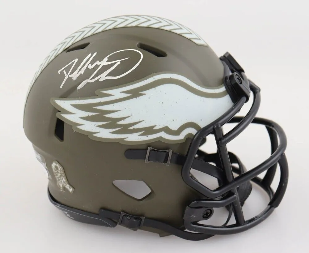 Dallas Goedert Philadelphia Eagles Autographed Salute Camo Mini-Helmet Fanatics