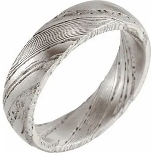 Damascus Steel 6 mm Flat  Patterned Band Size 8