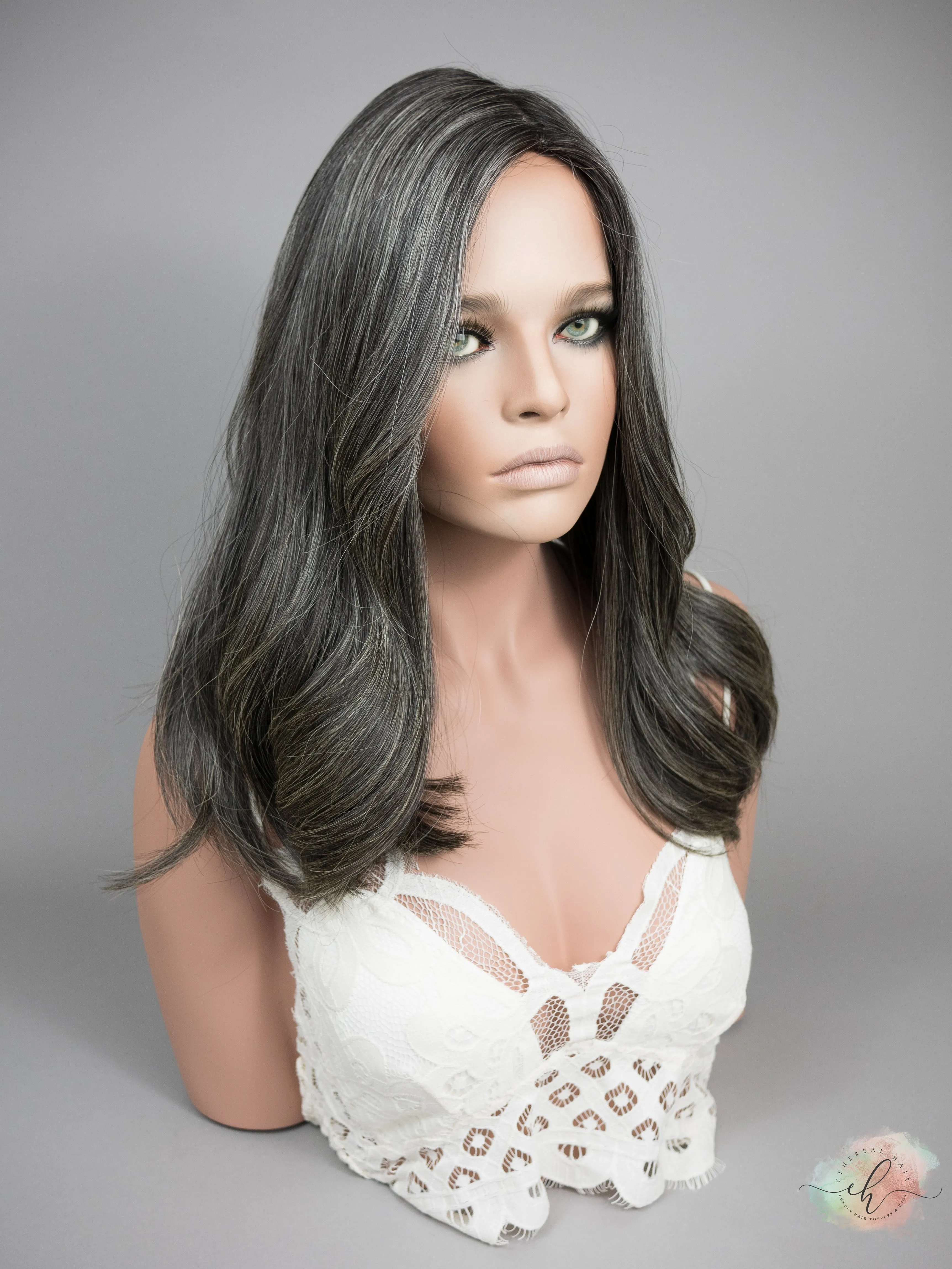 “DELLA" Exquisite Wig: Silk Top, Sz. M, 19-20"