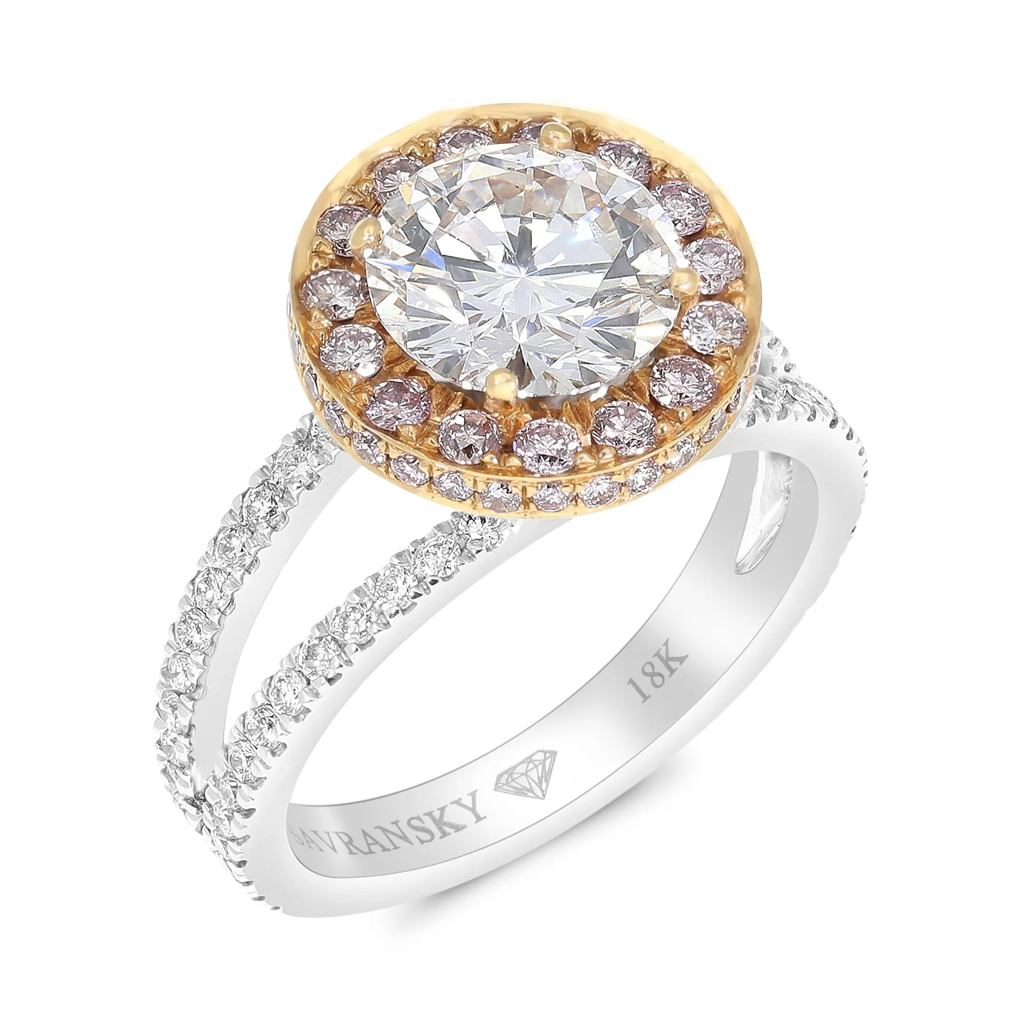 Diamond Engagement Ring with  Fancy Pink Diamonds - 3.81 Carat