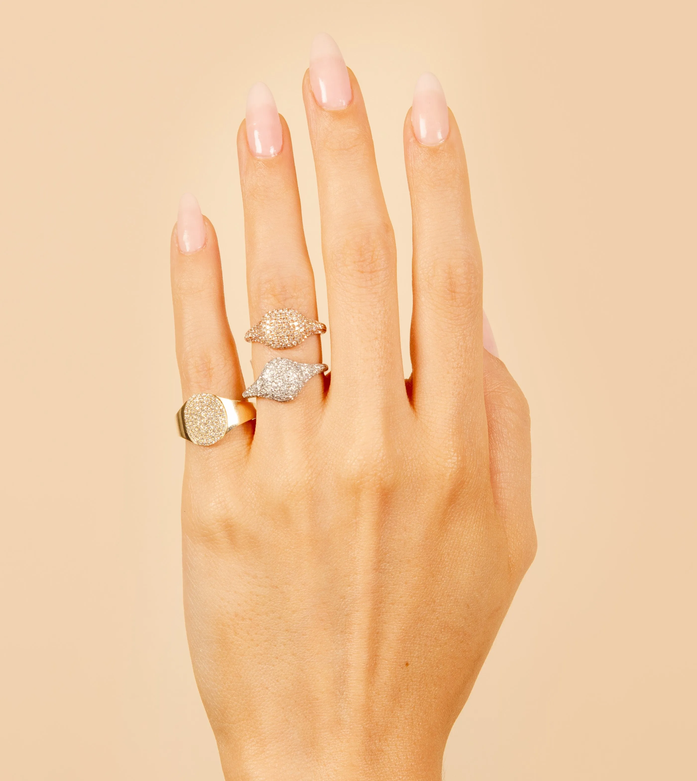Diamond Oval Pinky Ring