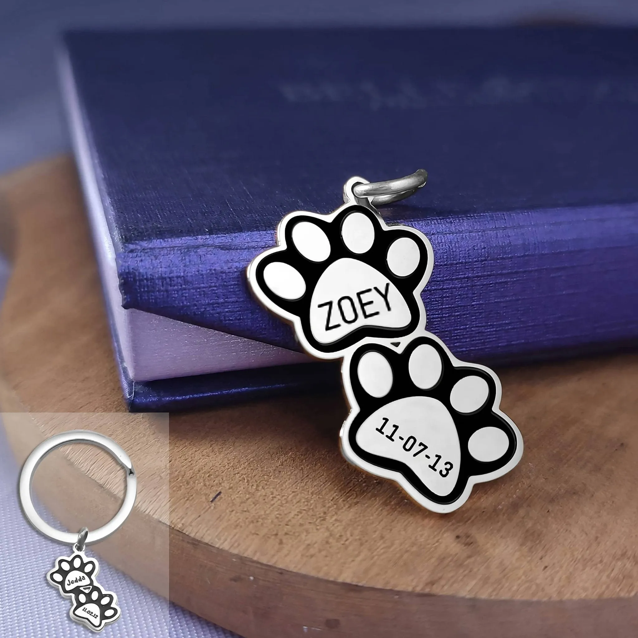 Double Mini Paw Prints Charm for Keyring