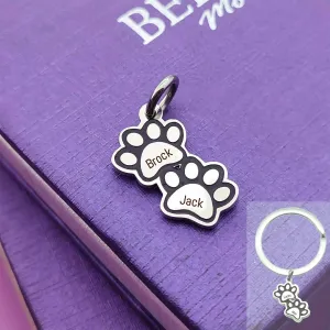 Double Mini Paw Prints Charm for Keyring