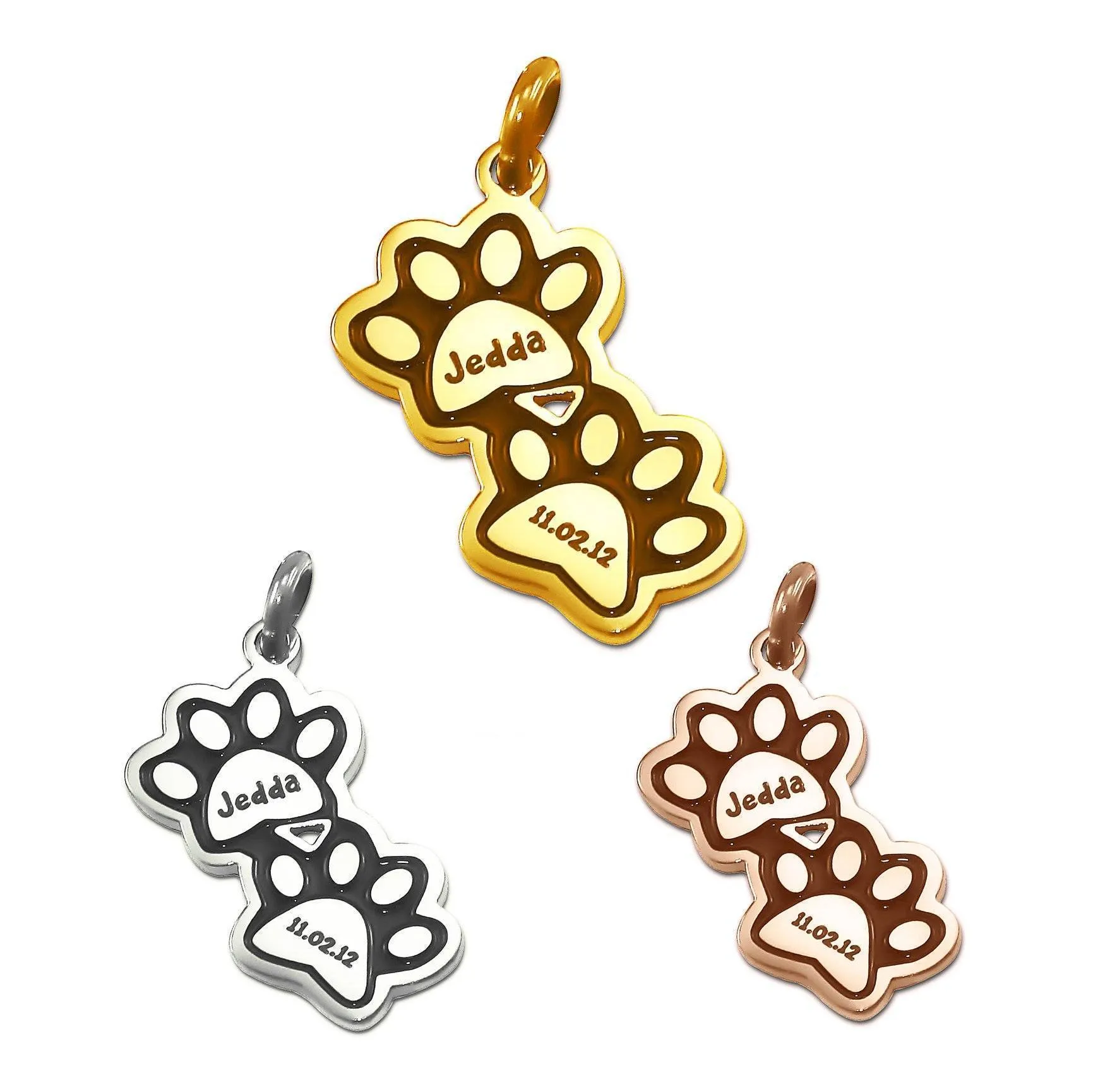 Double Mini Paw Prints Charm for Keyring