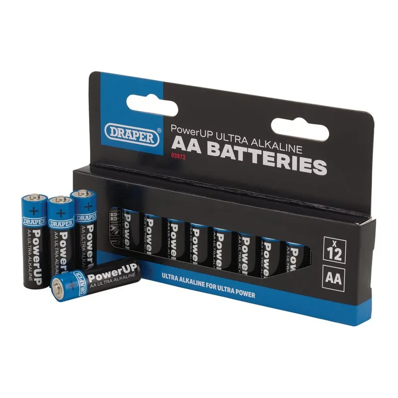 Draper 03972 PowerUP Ultra Alkaline AA Batteries (12 PK)